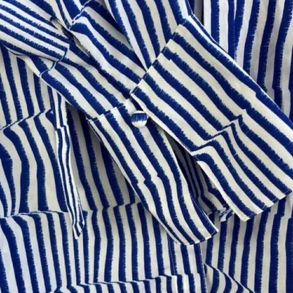 Banana Republic Striped Ruffle Tie Neck Blouse - Picture 12 of 13